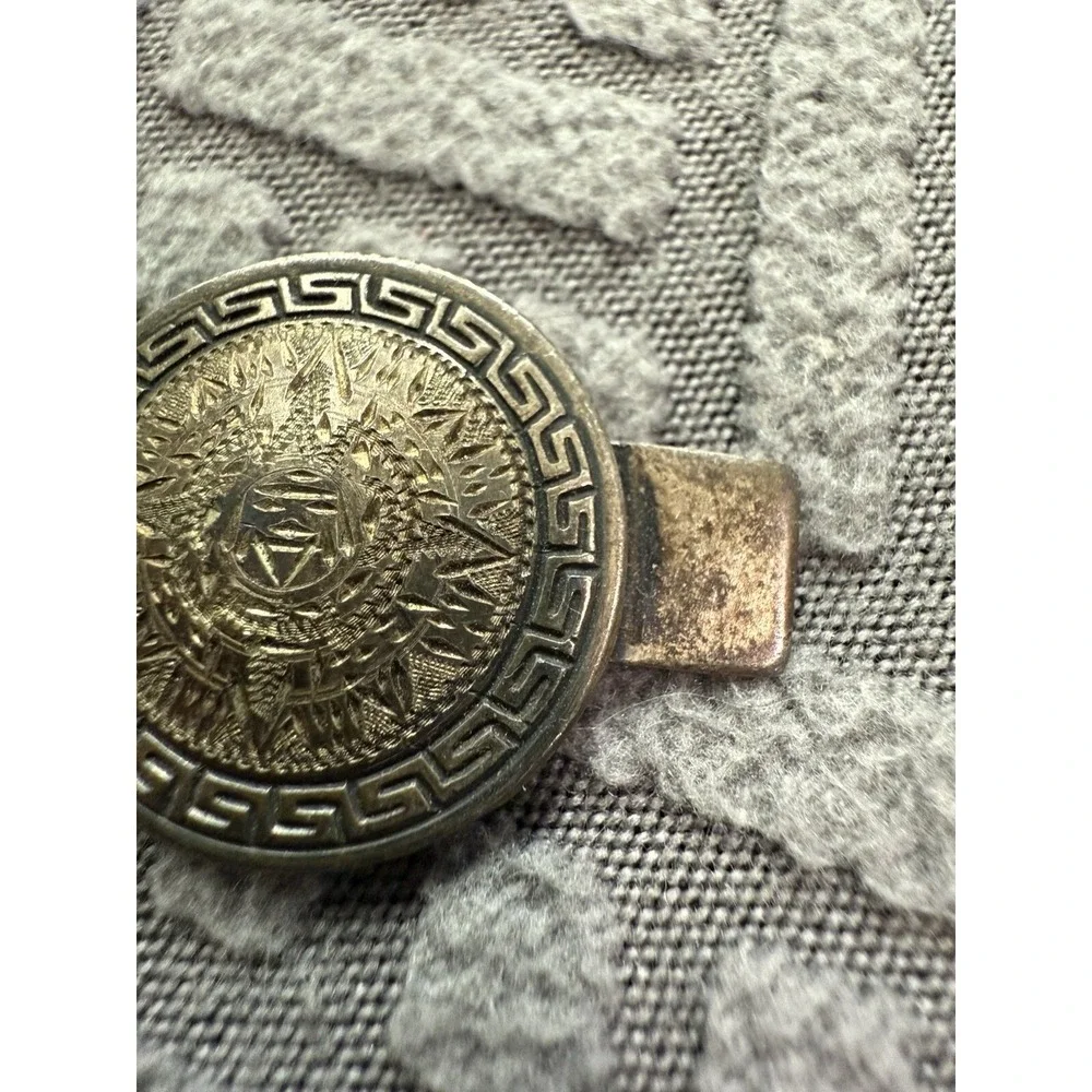 Vintage Sterling Silver Mayan Aztec Calendar‎ Tie Clip Money Clip Jencha Mexico
